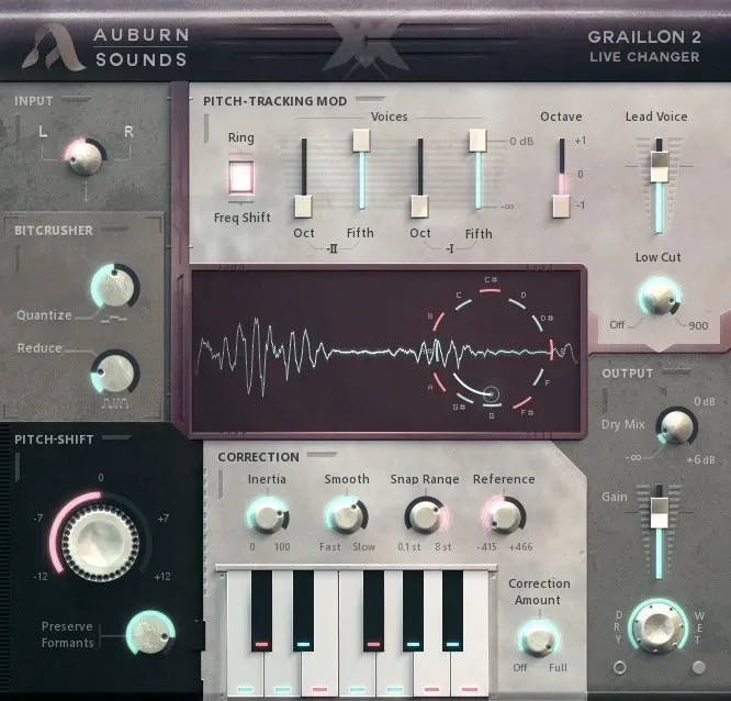 Interface du VST d'autotune gratuit Graillon