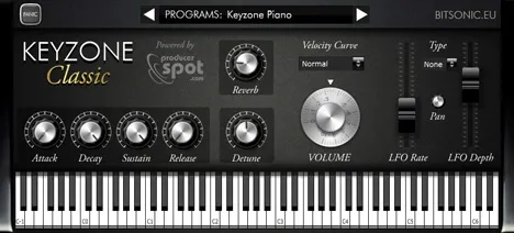 Interface du VST de piano gratuit Keyzone Classic