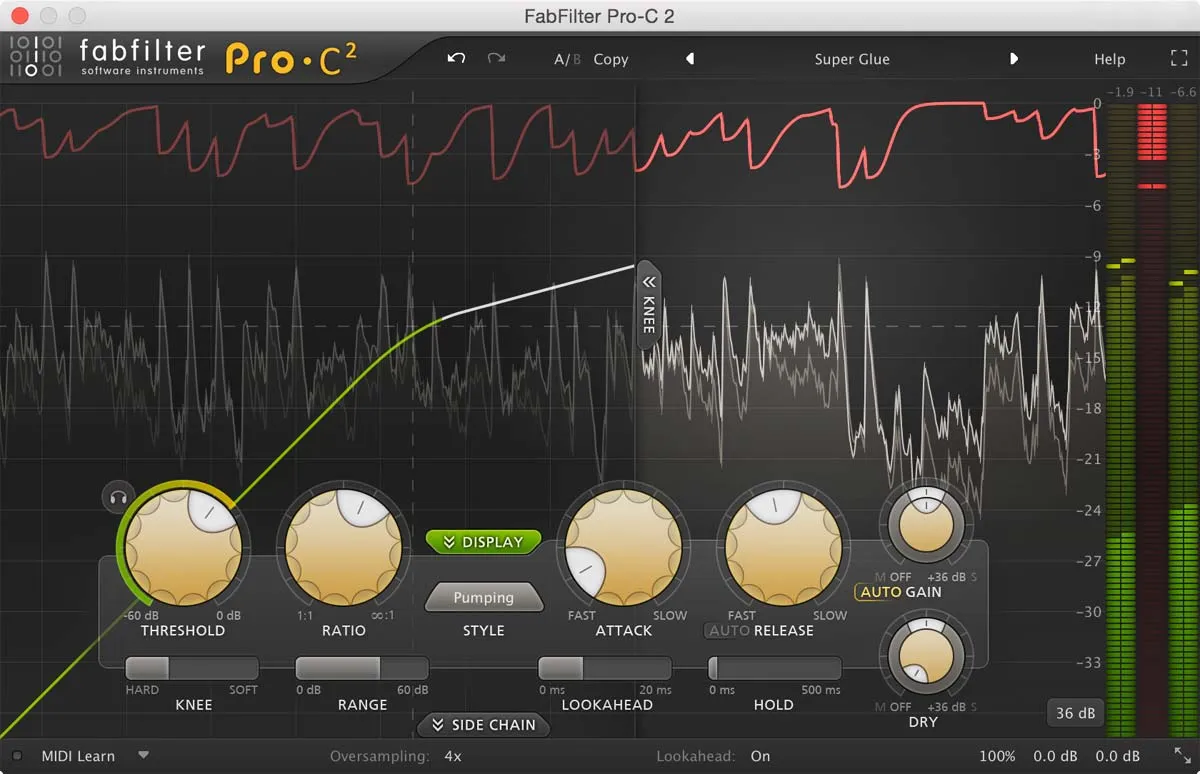 Interface du compresseur FabFilter Pro-C