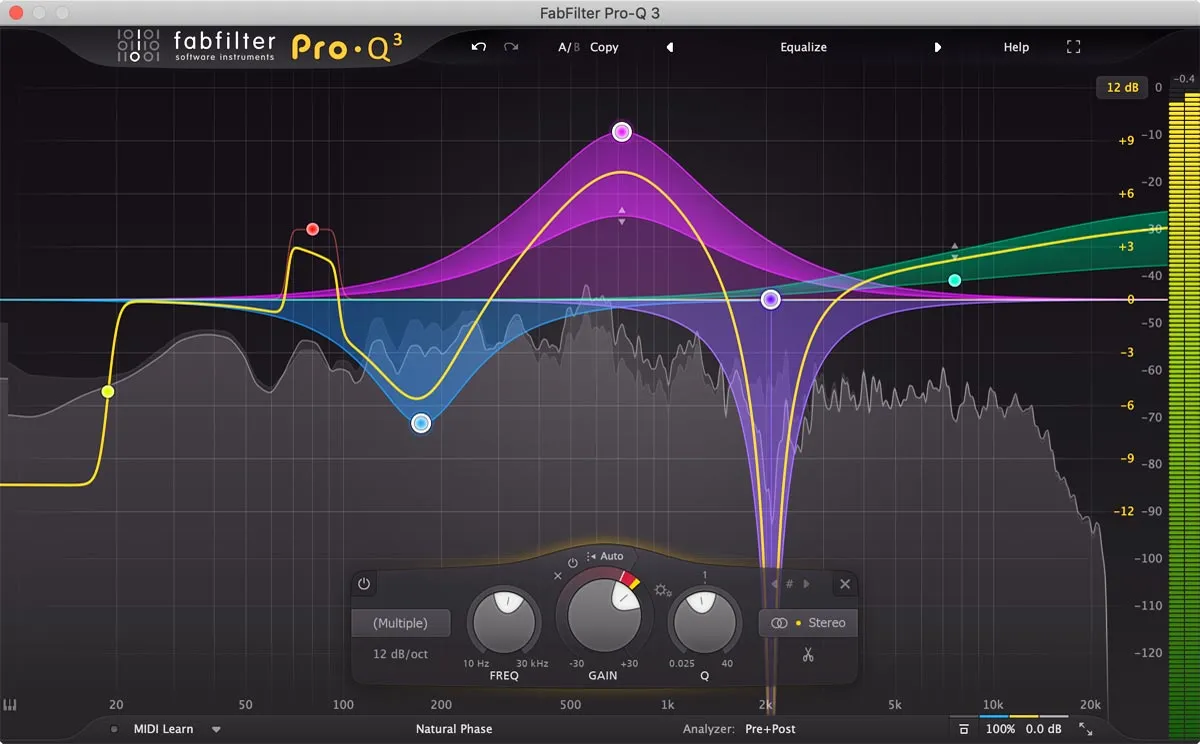 Interface de l'égaliseur FabFilter Pro-Q