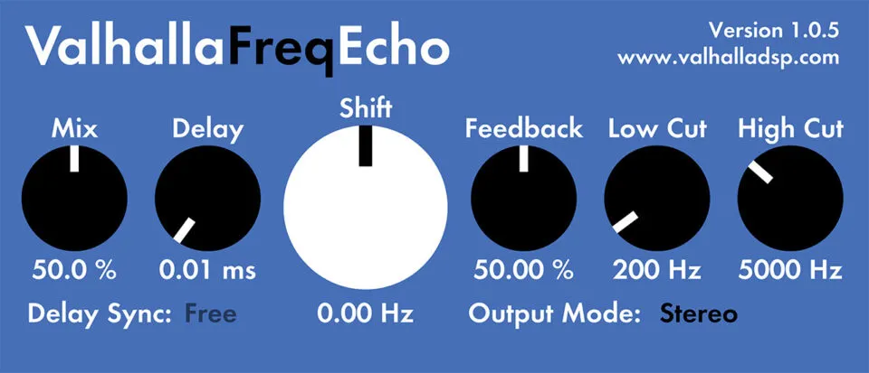 Interface du delay gratuit Valhalla Freq Echo