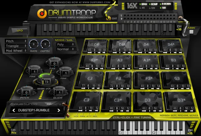 Interface du VST de batterie gratuit DrumTROOP