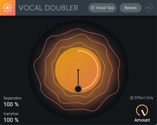 Interface du plugin gratuit iZotope Vocal Doubler
