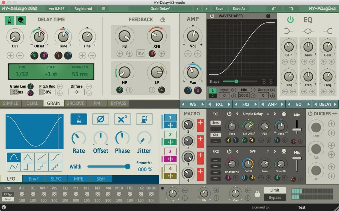 Interface du delay HY-Delay4 de HY-Plugins