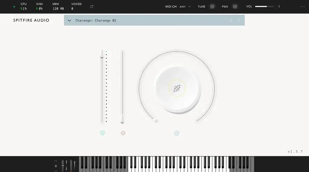 Interface du VST de guitare gratuit Peel Guitar de Spitfire LABS