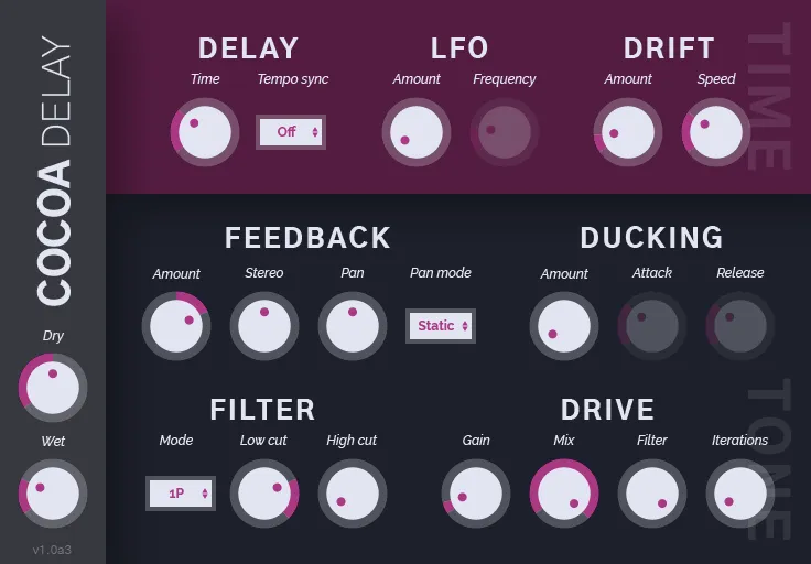 Interface du delay gratuit Cocoa Delay