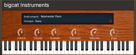 Interface du VST de piano gratuit Salamander Piano