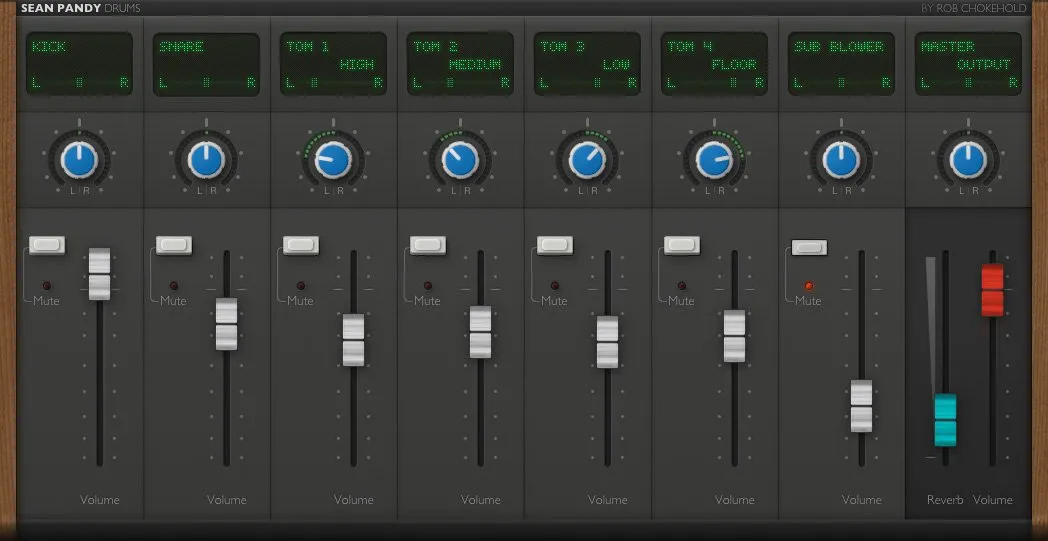 Interface du VST de batterie gratuit Sean Pandy Drums