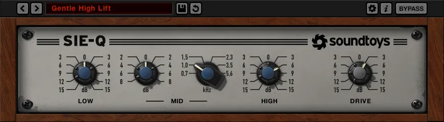 Interface de l'égaliseur Soundtoys Sie-Q
