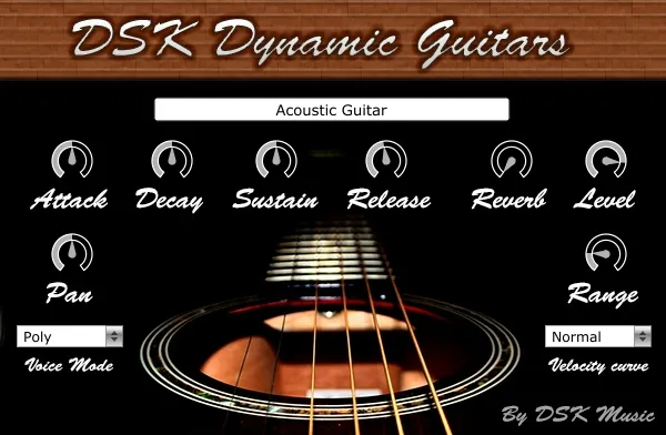 Interface du VST de guitare gratuit DSK Dynamic Guitars